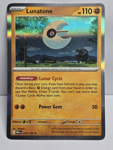 Lunatone 74/132 Pokemon Mega Evolution Holo NM Pokémon TCG Card