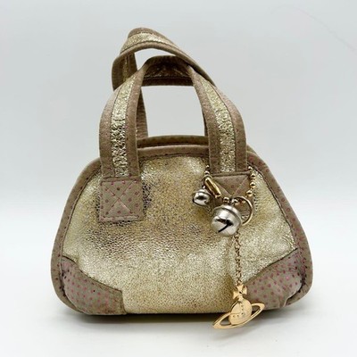 Vivienne Westwood Yasmin Mini Boston Bag Metallic Gold Orb Charm