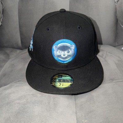 Chicago Cubs New Era Fitted Hat Size 7 5/8 Black & Ice Blue All Star Game Patch