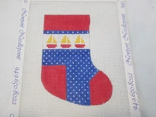 SAILBOAT MINI STOCKING-STITCH ITS-HANDPAINTED NEEDLEPOINT CANVAS