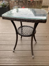 Rattan Coffee Table with Glass Top Measure 19” Square By 24” Tall Buyer Collects