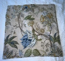 Noble Excellence Cotton Quilted Euro Pillow Sham Bge/Blu/Grn Floral