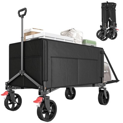 Outsunny Klappwagen auf Rollen, Gartenwagen mit zu öffnenden Seiten, schwarz