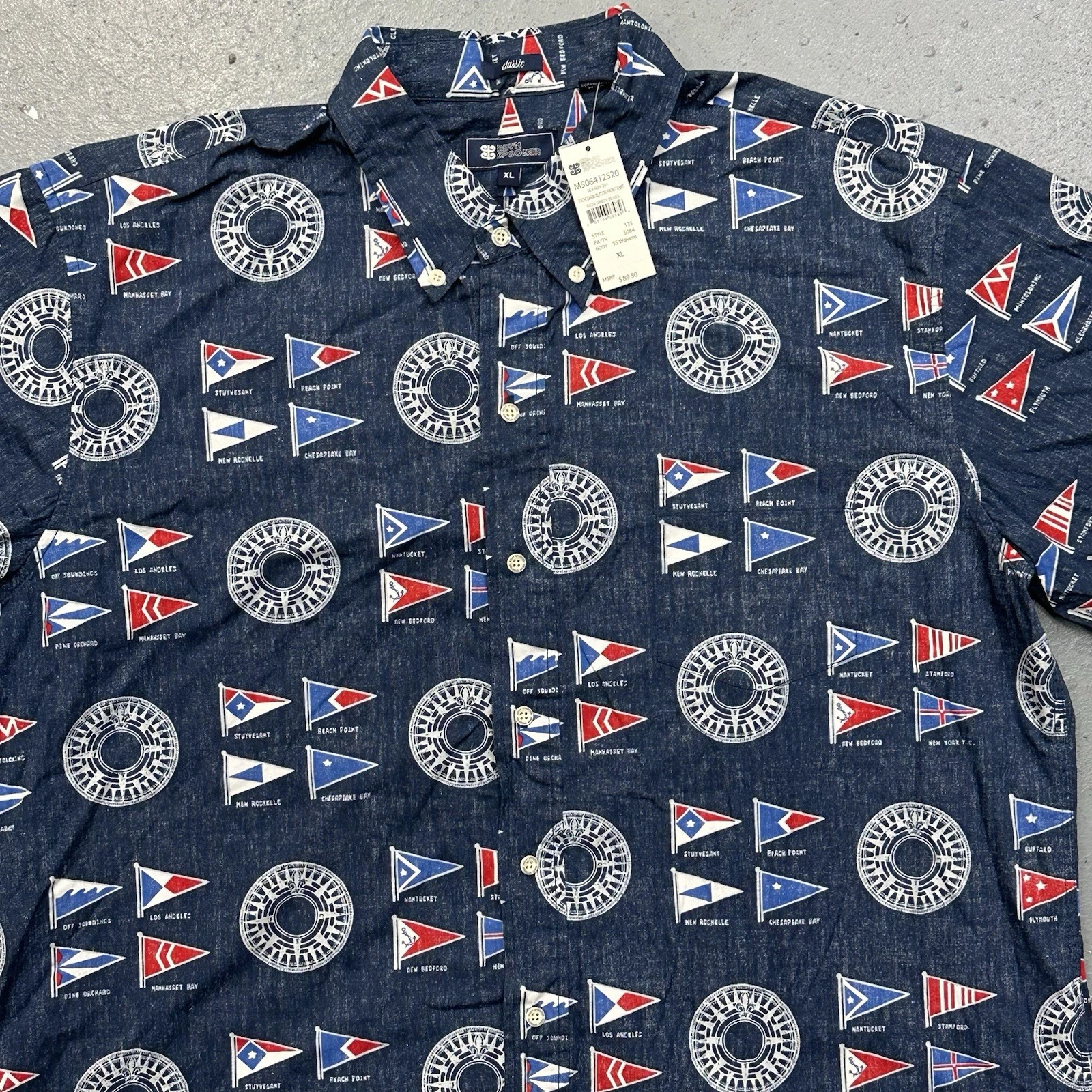 Reyn Spooner Hawaiian Shirt Men Extra Large Button Short Sleeve Yachtsman Print