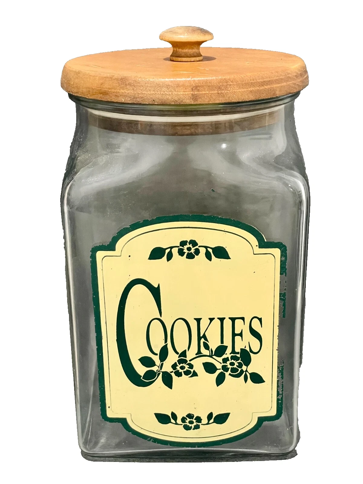 VTG 70s Woodmill USA Hand Crafted General Store Glass Cookie Jar 3 gallons NIB