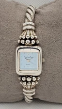 Ladies Main Line Time Stylish Elegant Silver Tone Blue Dial Analog Watch H8