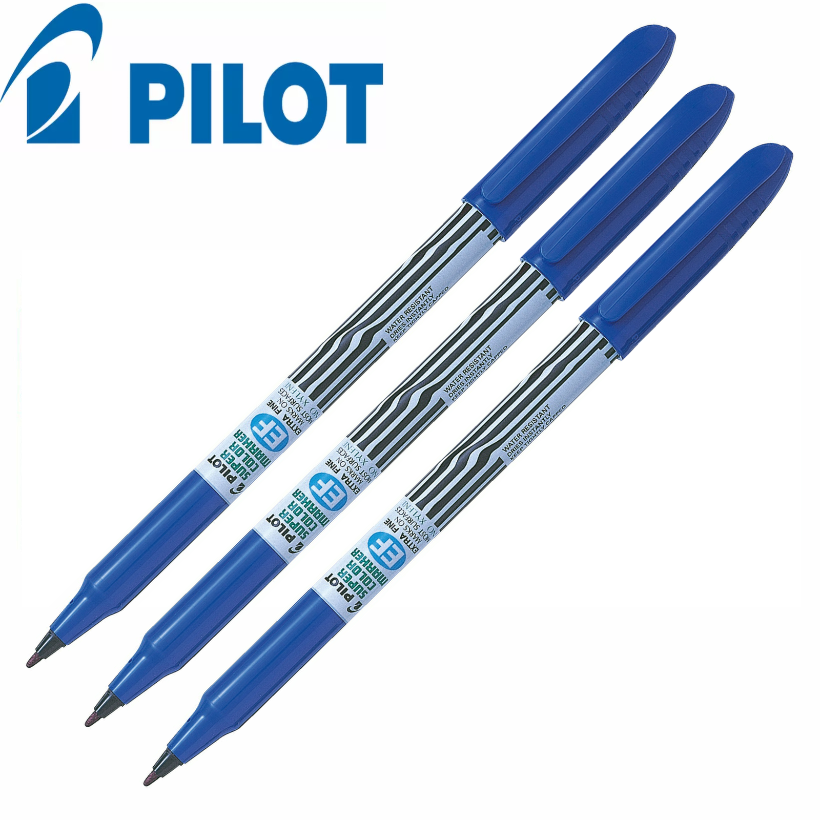 Pilot Super Color Marker Pen Extra Fine SCAN-EF Bullet Tip - Pack of 3 - Blue