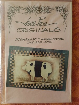 JANE ROE 1984 HAPPY PIGS AMERICANA FOLK ART PAINTING PATTERN 