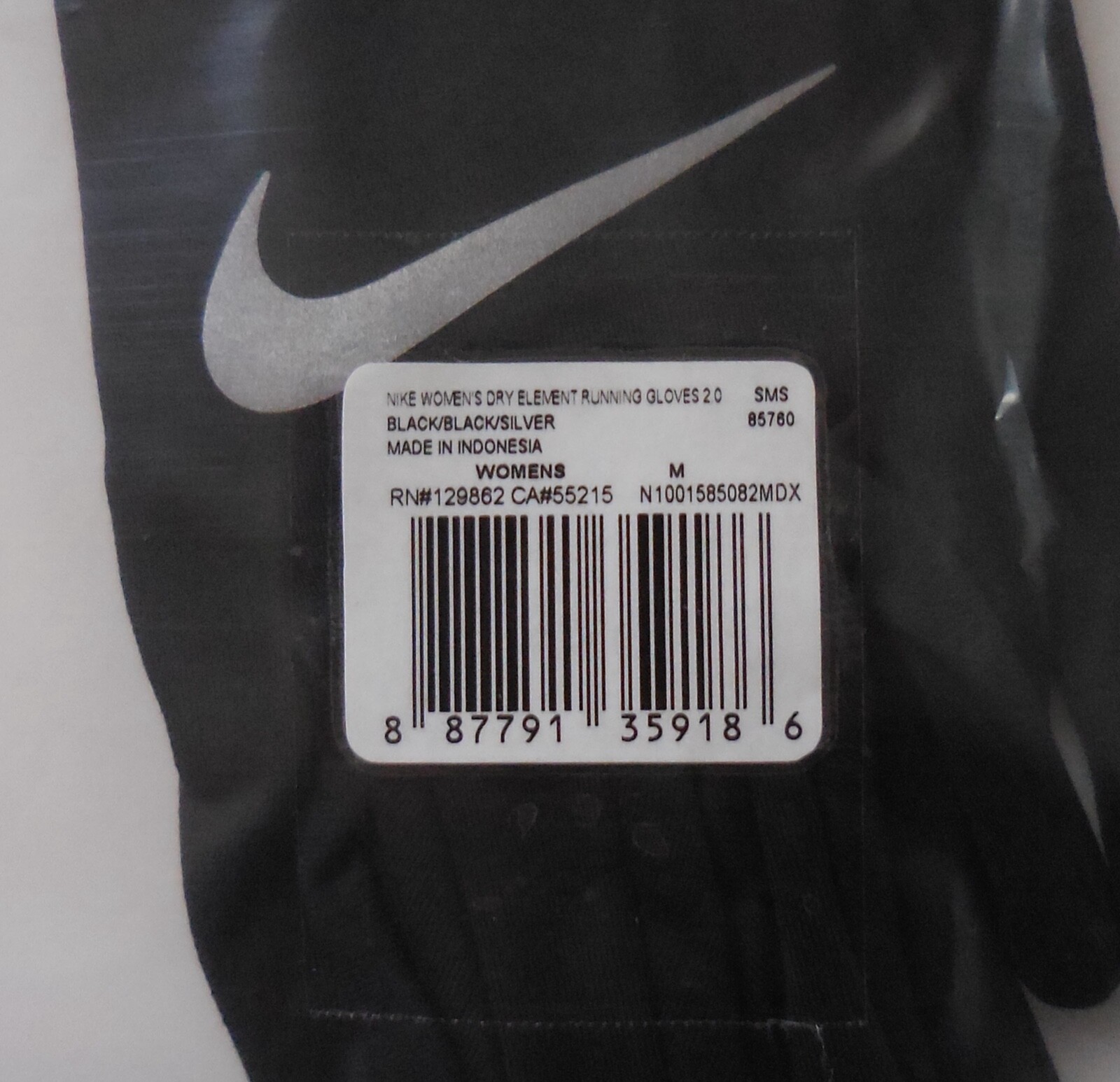 Nike Dry Element Running Gloves 2.0 Women's Medium Black/silver for