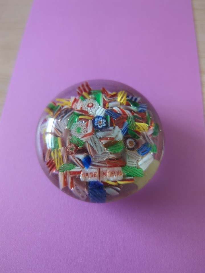 Rare Chinese Scramble Paperweight with "MADE IN CHINA" Signature Canes