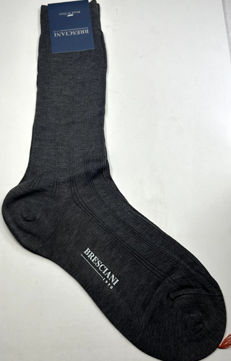 BRESCIANI Socks Men Italian/ Gray/100% Cotton Size Small New