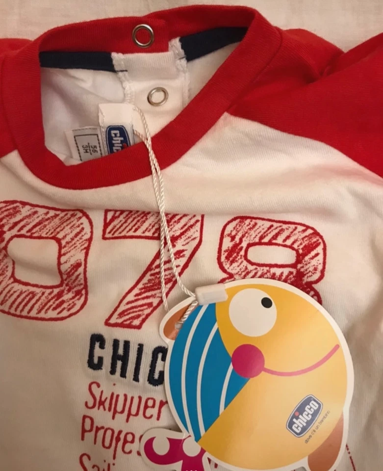 Completo da neonato, Chicco, 1- 3 mesi, bianco/rosso, nuovo - Immagine 3 di 3