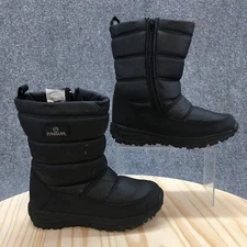 Magellan Outdoors Winter Snow Boots Youth 3 Black Faux Leather Zip NO INSOLES