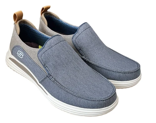 NEW SKECHERS PROVEN EVERS LOAFER Navy Blue CANVAS Shoes - Men’s 11.5 - New