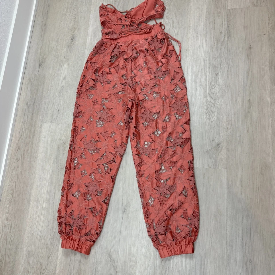 Mono Free People Meet Me In Bali Crochet Encaje Floral Talla XS Naranja Foto 3 de 4