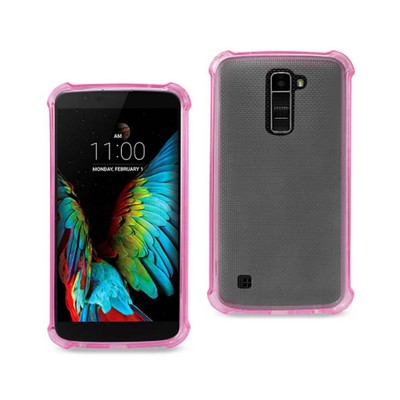 Reiko LG K10 Clear Bumper Case with Air Cushion Protection in Clear Hot Pink | M