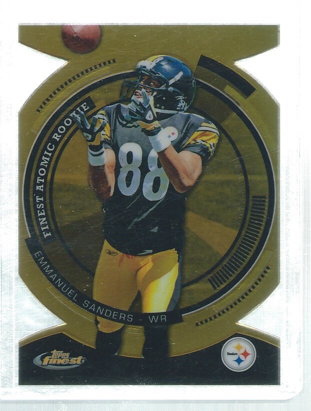 EMMANUEL SANDERS 2010 TOPPS FINEST ATOMIC DIE CUT GOLD REFRACTOR RC #D 18/50