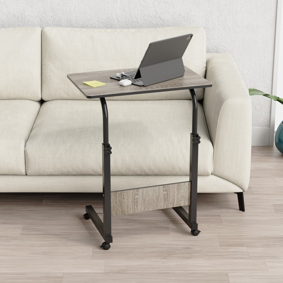 Adjustable Laptop Table Stand Portable On Wheels Tray Desk Home Bed ...