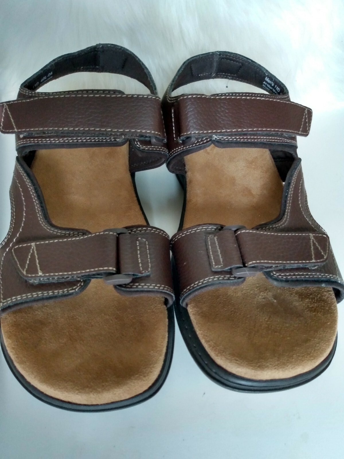 Dr Scholls Men's Brown Leather Sandals SIZE 11 D Gem