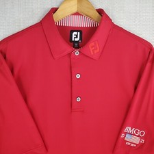 FOOTJOY Size XL Mens Polo Shirt Performance Collar Tour Logo USA Flag Red Golf
