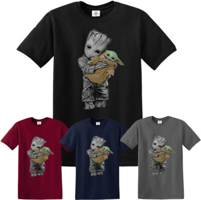 Baby Yoda Baby Groot lustiges T-Shirt süß Star Avenger Jedi Wars Damen Herren Oberteil