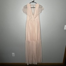 Vera Wang White David Bridal Dress Women 0 Blush Pink Tier Formal Wedding NWT