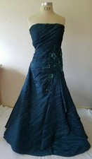 Mac Duggal Couture Green Strapless Ball gown dress pageant Prom Crinkle Sz 0