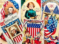 Handmade Set of 9 Patriotic Veteran USA Flag 4th of July 2 Cotton FABRIC Panel