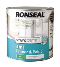 Ronseal Stays White 2 in 1 Primer and Paint  MATT FINISH  750ML  2.5L