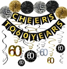 60th Birthday Party Decorations Kit Cheers To 60 Years Banner