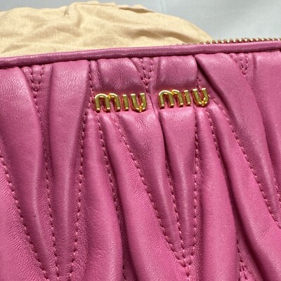 MIU MIU Clutch Bag Pouch Leather 5N1811 PINK FUXIA Party Nappa