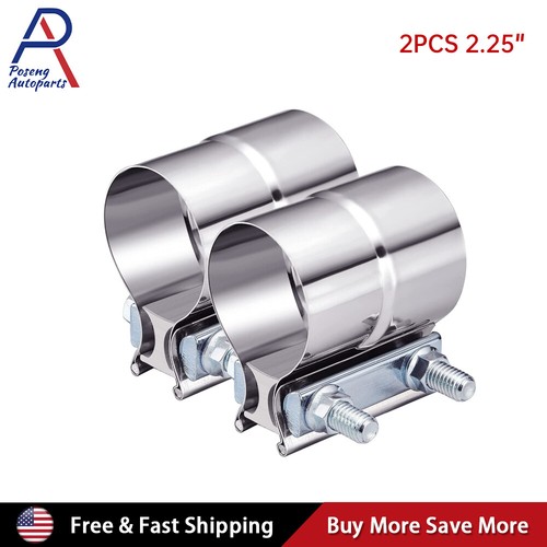 2x 4 Lap Joint Reducing Exhaust Band Clamp For Muffler Sleeve Coupler Stainless