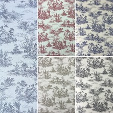 French Toile de Jouy 100% Cotton Designer Upholstery Curtain Fabric 54" Wide