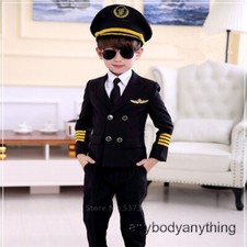 Halloween Costumes for Kids Aviation Uniforms Cosplay Pilot Role Play Clothing