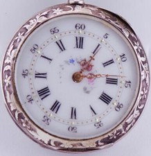 Antique Royal  Award Silver Pocket Watch and Silver Icon Enamel Chatelaine Fob