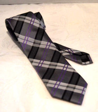 Geoffrey Beene Men's Tie 100 Silk, Purple/Gray Plaid