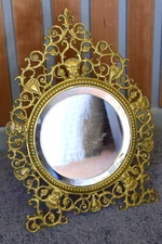 P.E. Guerin Antique Brass Mirror - 10" x 13", Beveled Glass, No. 298