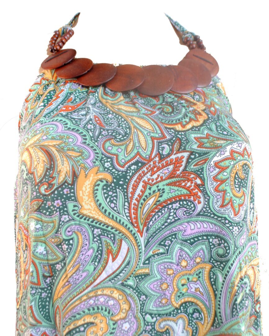 Sin Espalda Estampado Arabescos Verano Fiesta Hippy Verde Azteca Vestido GB 8 10