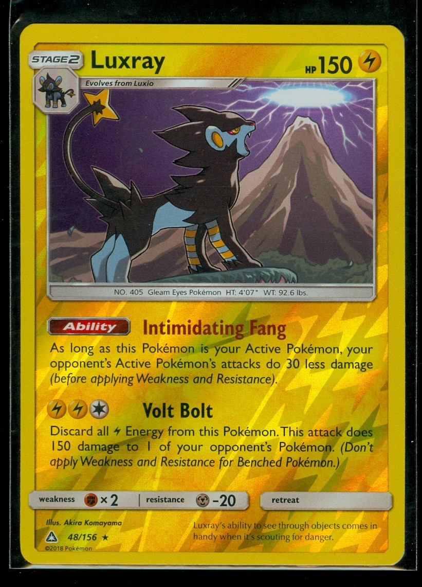 Pokemon LUXRAY 48/156 - Ultra Prism RARE Rev Holo - MINT