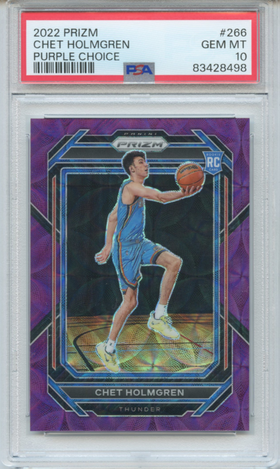 2022-23 Panini Prizm Chet Holmgren Purple Choice Rookie RC #266 /20 PSA 10 POP 2