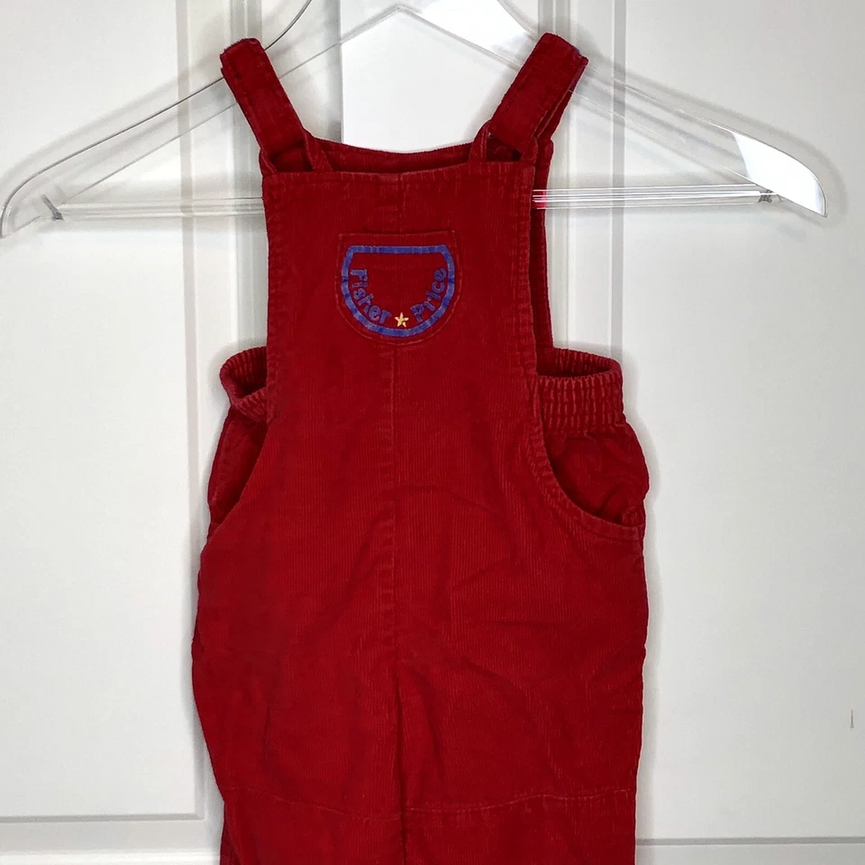 Vintage Fisher Price Overalls 2T Red Baby Toddler Corduroy 24 months Boy Child - Image 3 of 4