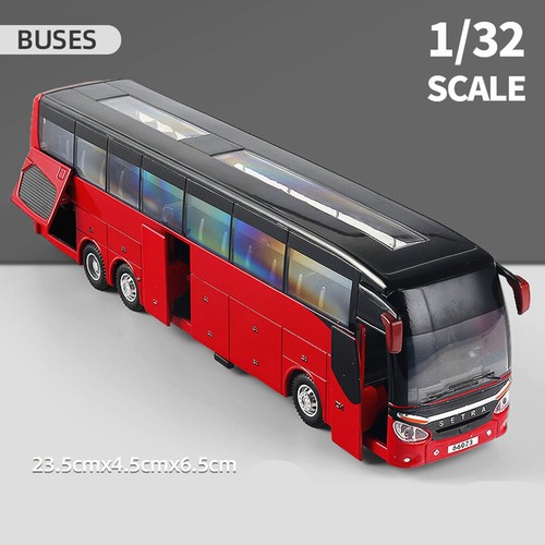 1:32 Sightseeing Bus Alloy Cars Pull Back Model Flash Light Sound Vehicle Toys - Afbeelding 14 van 16