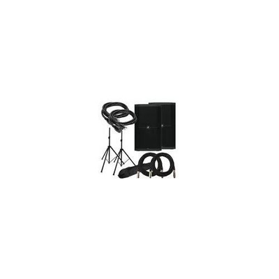 2 Mackie Thump212XT 1400W 12'' Powered Bluetooth Speaker Stand XLR Cables