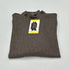 Matty M Women's Mock Neck Ribbed Tunic Top, Heather Pebble, Size S