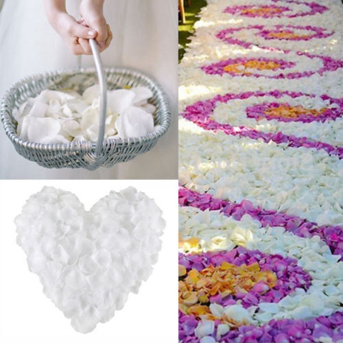 1000Pcs White Silk Flower Rose Petals Wedding Party Table Decoration Venue Decor - Afbeelding 1 van 13