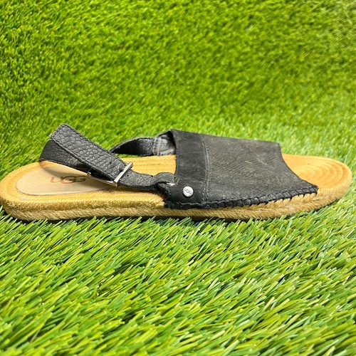 UGG Isadora Womens Size 7 Black Beach Walking Outdoor Leather Espadrille Sandals