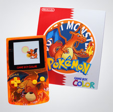 Nintendo Game Boy Color Konsole mit AMOLED Display, Glurak Themengehäuse & Box
