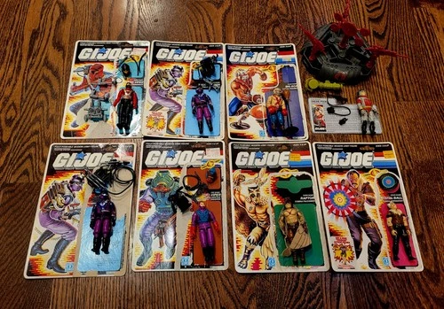 GI Joe ARAH 8 Figures + Accessories + Cardback & Cobra Battle Barge!!!!!!