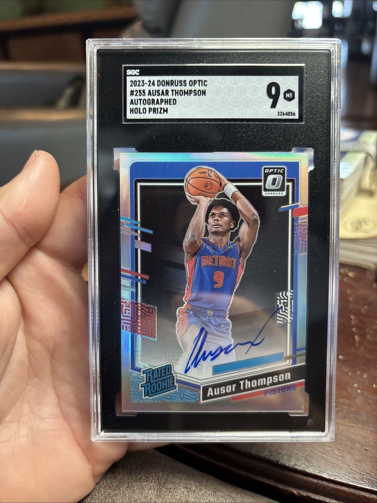 AUSAR THOMPSON 2023-24 DONRUSS OPTIC RATED ROOKIE HOLO RC AUTO Q5580