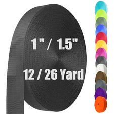Nylon Webbing 1 Inch, Heavy Duty Strap 12 1"-12 Yard, Black